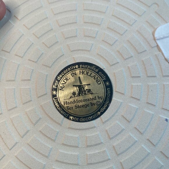 Hand Painted Vintage Ter Steege BV Holland 6" Wall Tile w/ Dutch Windmill - Picture 3 of 7